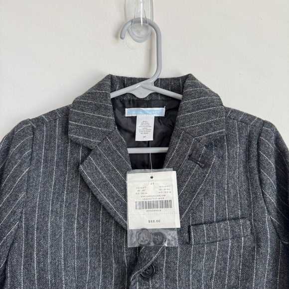 Janie And Jack Gray Wool Blend Pinstripe Blazer Suit Jackets Size 3T NWT - Picture 3 of 8